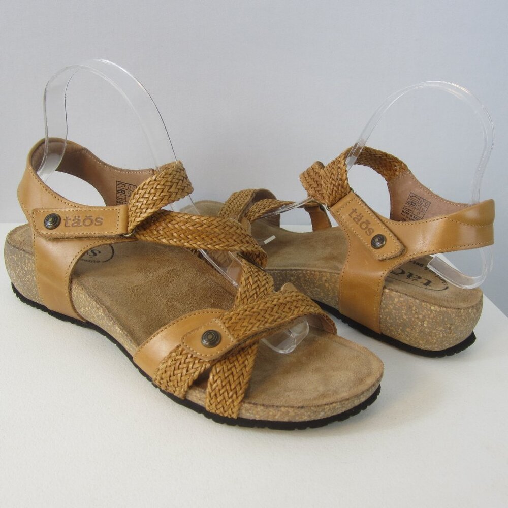 New Taos Womens 9 - 9.5 Beige Woven Leather Wedge Sandals Slide Comfort EU 40 - Picture 14 of 14
